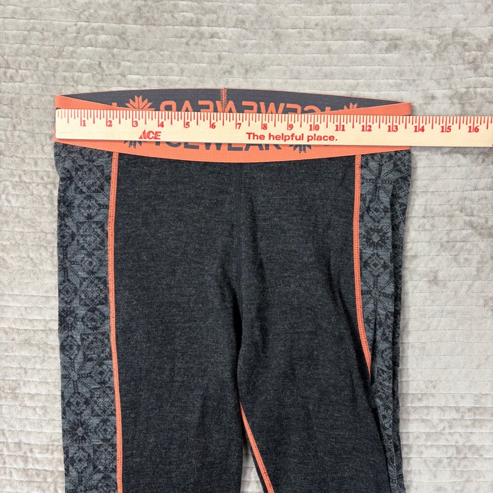Icewear Women Base Layer Set Grey Orange Nordic Snowflake Quarter Zip Leggings S - Picture 15 of 16